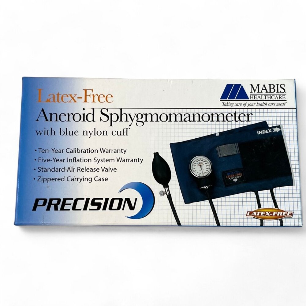 Mabis precision Aneroid Sphygmomanometer Blue Nyon Cuff 09-141-016 Large Adult